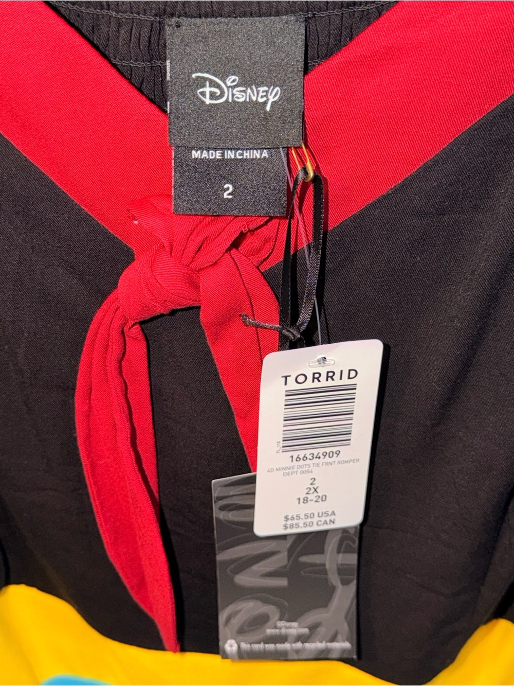 Torrid Colorblock Polka Dot Minnie Mouse Romper with Daisy Patch size 18/20 NWT - Picture 6 of 9